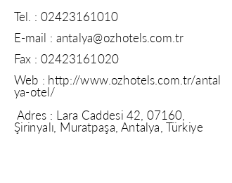 Antalya Hotel Resort & Spa iletiim bilgileri